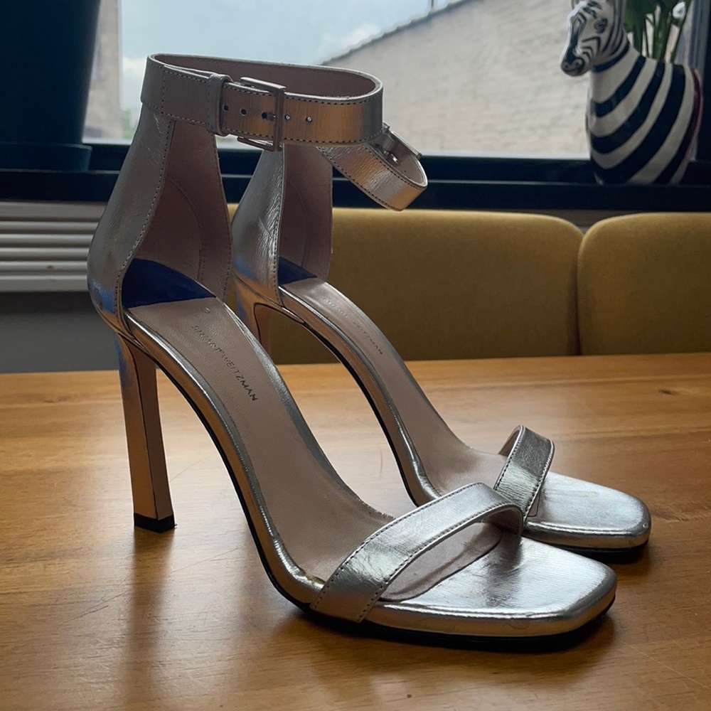 Stuart Weitzman silver heel, worn once